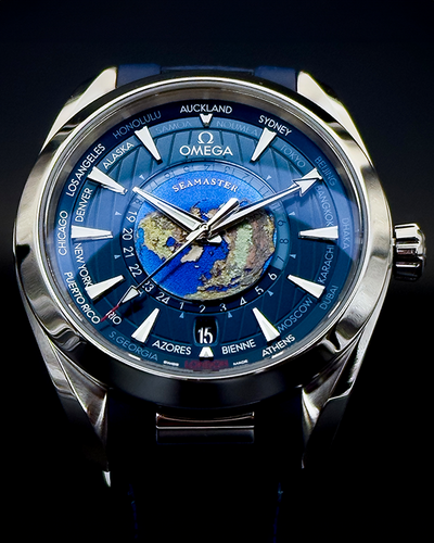 2022 Omega Seamaster Aqua Terra Worldtimer 43MM Blue Dial Rubber Strap (220.10.43.22.03.001)