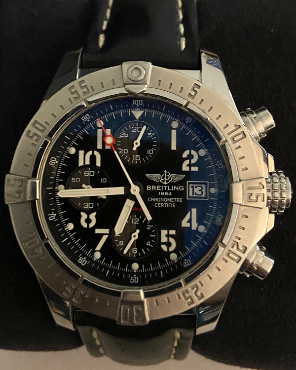 Breitling Avenger Skyland 45MM Black Dial Leather Strap (A13380)