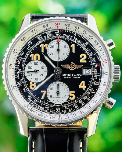 Breitling Old Navitimer II 41.5MM Black Dial Leather Strap (A13022)