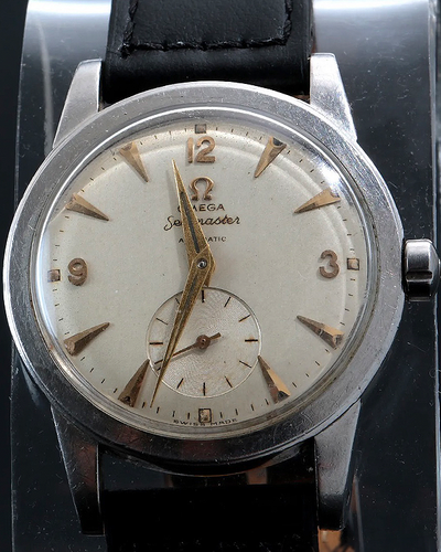 1950 Omega Seamaster "Big Lug" 34MM White Dial Leather Strap (2576-14)