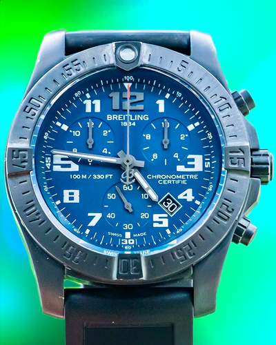 Breitling Chronospace Military Evo Night Mission 43MM Quartz Blue Dial Rubber Strap (V7333010/C939)