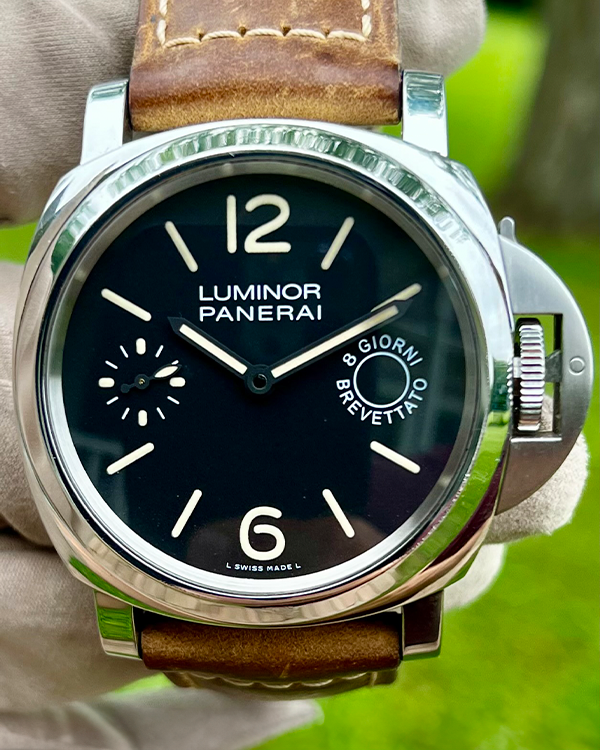 Panerai Luminor Marina 8 Days 44MM Black Dial Leather Strap (PAM00590)