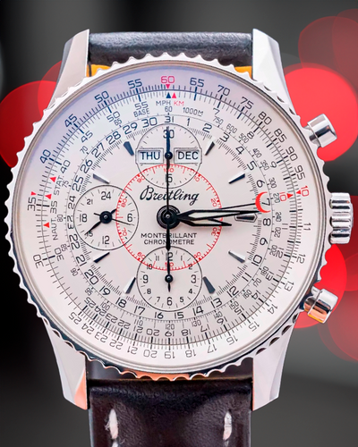 2011 Breitling Navitimer Montbrillant Datora 43MM Silver Dial Leather Strap (A21330)