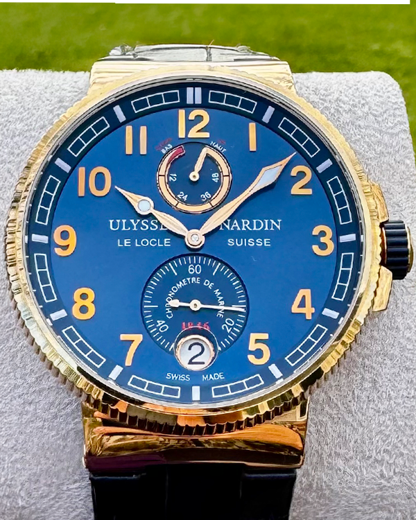 Ulysse Nardin Marine Chronometer Manufacture 43MM Blue Dial Leather Strap (1186-126-63)