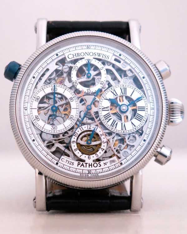 Chronoswiss Pathos Chronograph Rattrapante 38MM Skeleton Dial Leather Strap (CH7323)