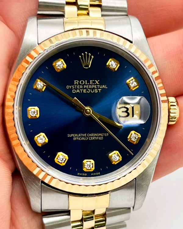 1989 (L Serial) Rolex Datejust 36MM Blue Dial Two-Tone Jubilee Bracelet (16233)