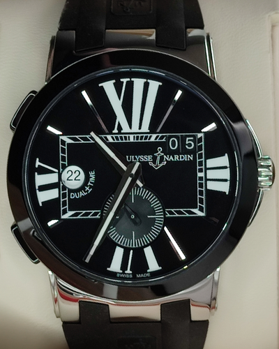 2014 Ulysse Nardin Executive Dual Time GMT 43MM Black Dial Rubber Strap (243-00-3/42)