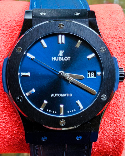 2021 Hublot Classic Fusion Blue 45MM Blue Dial Leather Strap (511.CM.7170.LR)