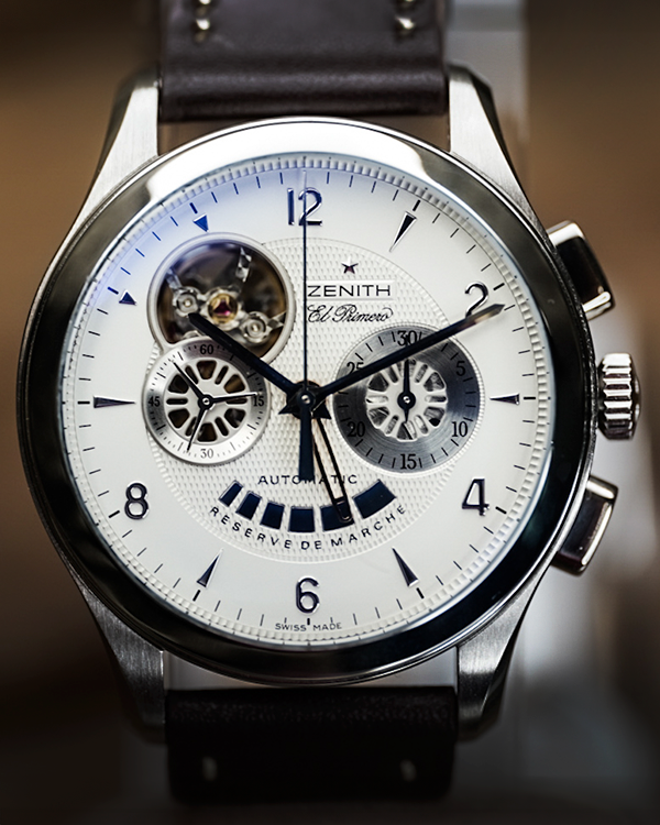 Zenith El Primero Open Chronograph 40MM Silver Dial Aftermarket Leather Strap (30.0510.4021)