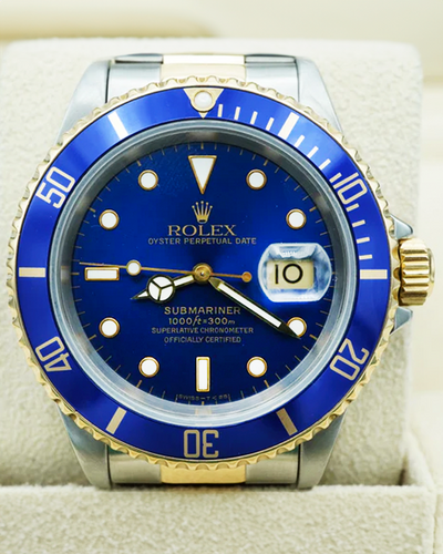 1995 Rolex Submariner Date "Bluesy" 40MM Blue Dial Two-Tone Oyster Bracelet (16613)