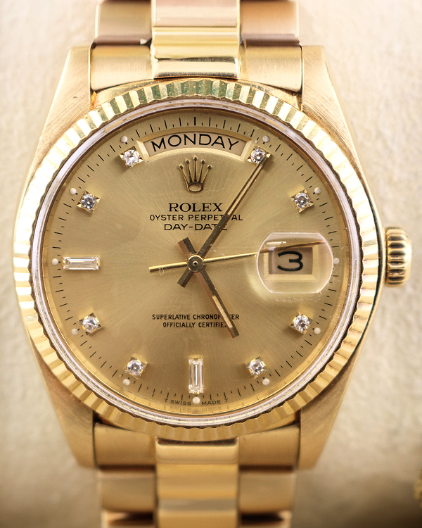 1981 (6.7 Mill Serial) Rolex Day-Date 36MM Champagne Dial Yellow Gold President Bracelet (18038)