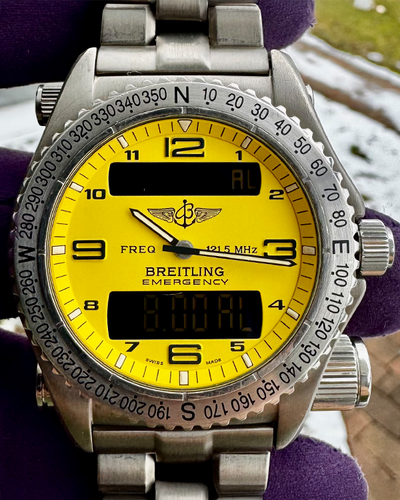 Breitling Emergency 43MM Quartz Yellow Dial Titanium Bracelet (E56321)