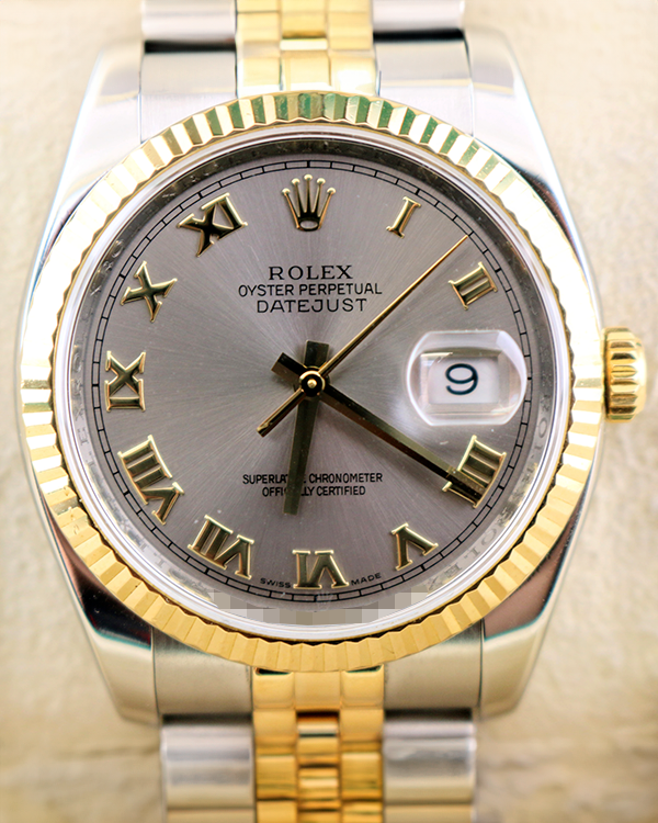 2010 (G Serial) Rolex Datejust 36MM Slate Dial Two-Tone Jubilee Bracelet (116233)