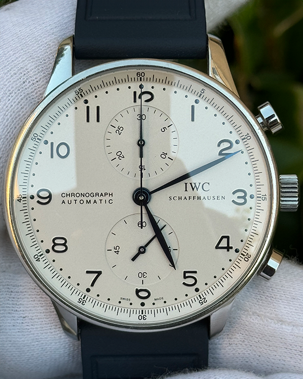 IWC Schaffhausen Portugieser Chronograph 41MM Silver Dial Rubber Strap (IW371445)