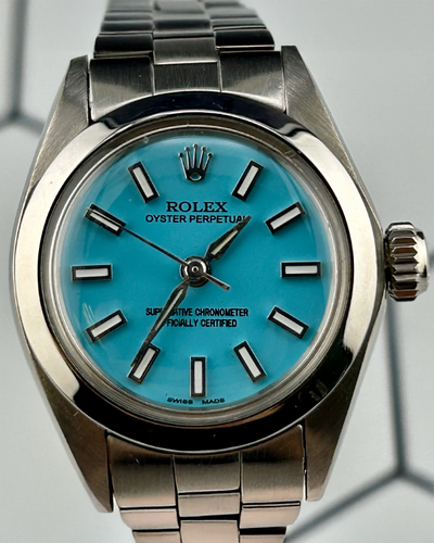 Rolex Oyster Perpetual 24MM Aftermarket Tiffany Blue Dial Oyster Bracelet (6718)