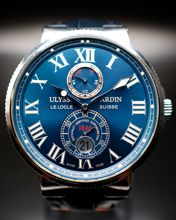 2009 Ulysse Nardin Marine Chronometer 43MM Blue Dial Leather Strap (263-67)