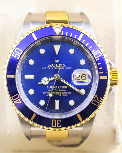 2004 (F Serial) Rolex Submariner Date "Bluesy" 40MM Blue Dial Two-Tone Oyster Bracelet (16613)