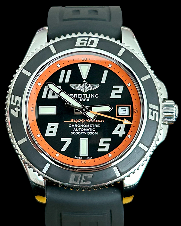 No Reserve - 2013 Breitling Superocean "Orange Abyss" L.E. 42MM Black Dial Rubber Strap (A17364Y4/BA89/244XA18BA.1)