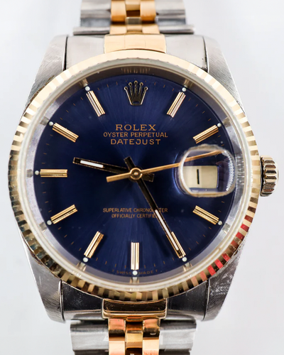 1988 (R Serial) Rolex Datejust 36MM Blue Dial Two-Tone Jubilee Bracelet (16233)