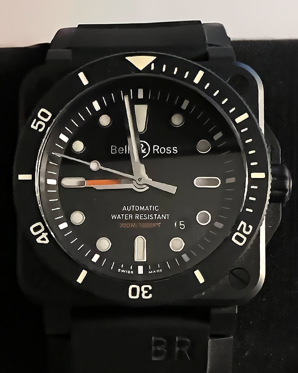 No Reserve - 2018 Bell & Ross BR 03-92 Diver 42MM Black Dial Rubber Strap (BR 03-92-DIV-C)