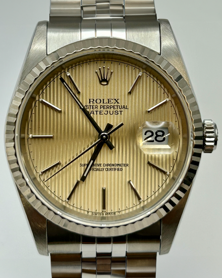 1997 Rolex Datejust 36MM Champagne "Tapestry" Dial Jubilee Bracelet (16234)