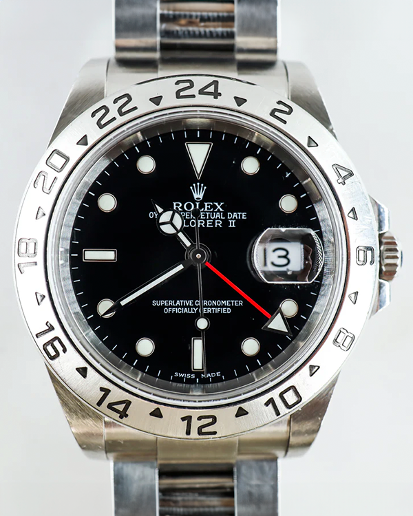 2002 (Y Serial) Rolex Explorer II 40MM Black Dial Steel Bracelet (16570)