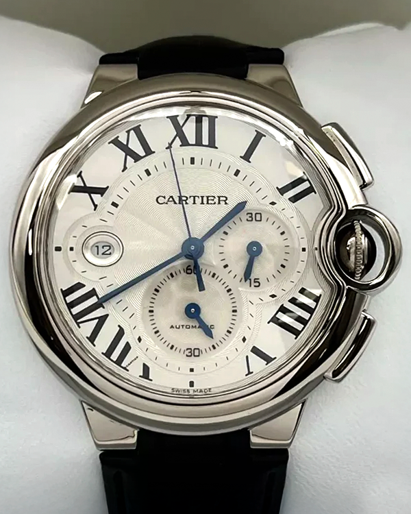 2019 Cartier Ballon Bleu 42MM Silver Dial Leather Strap (W6920005)