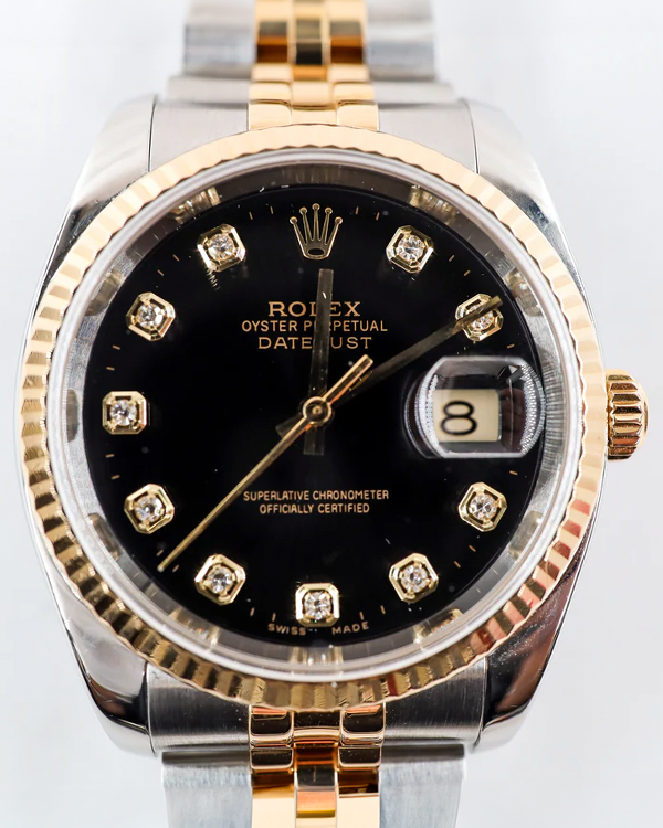 2004 (F Serial) Rolex Datejust 36MM Black Dial Two-Tone Jubilee Bracelet (116233)