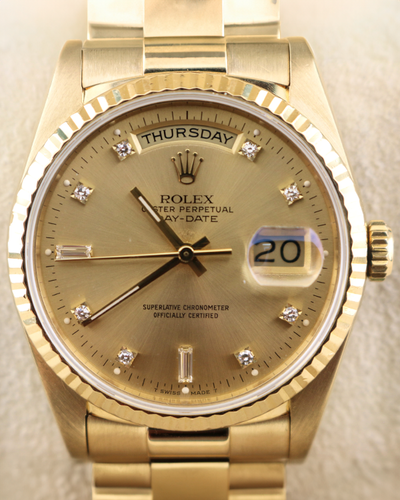 1989 (L Serial) Rolex Day-Date 36MM Champagne Dial President Bracelet (18238)