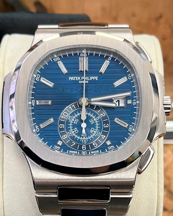 2017 Patek Philippe Nautilus Chronograph "40th Annyversary" 44MM Blue Dial White Gold Bracelet (5976/1G-001)