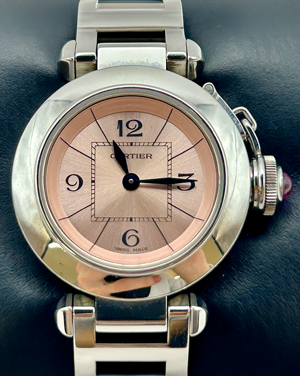 Cartier Pasha De Cartier 27MM Quartz Pink Dial Steel Bracelet (2973)