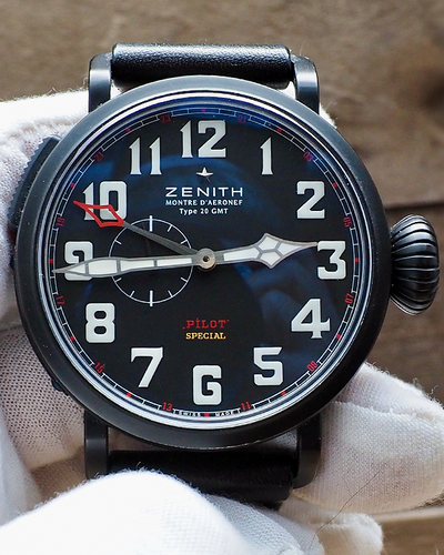 Zenith Pilot Type 20 GMT 48MM Black Dial Leather Strap (96.2430.693)