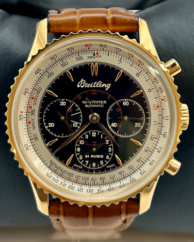 Breitling Montbrillant 38MM Black Dial Aftermarket Leather Strap (H30030.1)