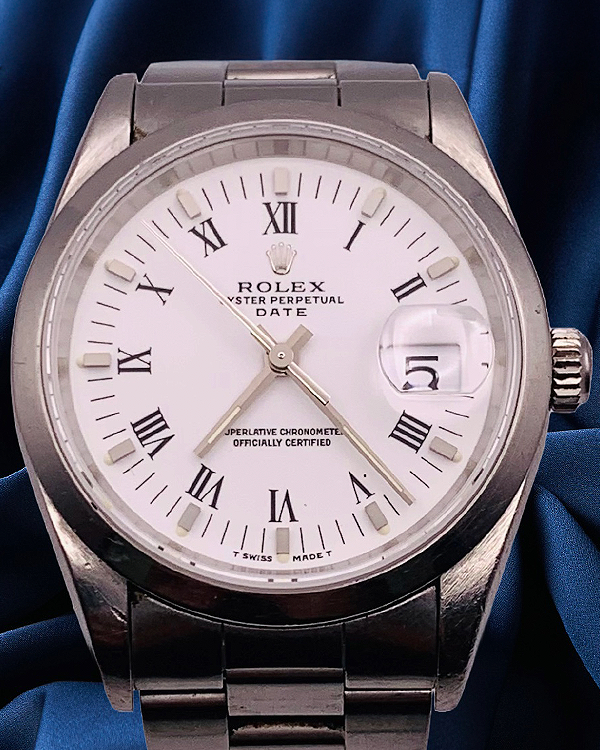 Rolex Oyster Perpetual Date 34MM White Dial Oyster Bracelet (15200)