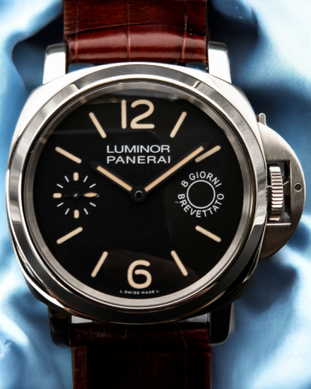 2016 Panerai Luminor Marina 8 Days 44MM Black Dial Leather Strap (PAM00590)