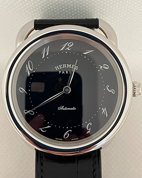 Hermès Arceau 41MM Black Dial Leather Strap (AR7.710GI)