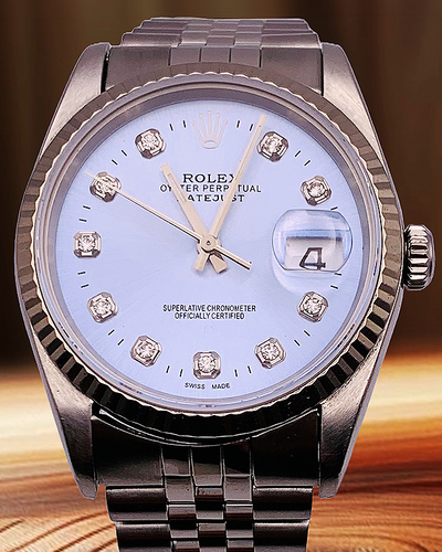 Rolex Datejust 36MM Aftermarket Ice Blue Dial Jubilee Bracelet (16234)