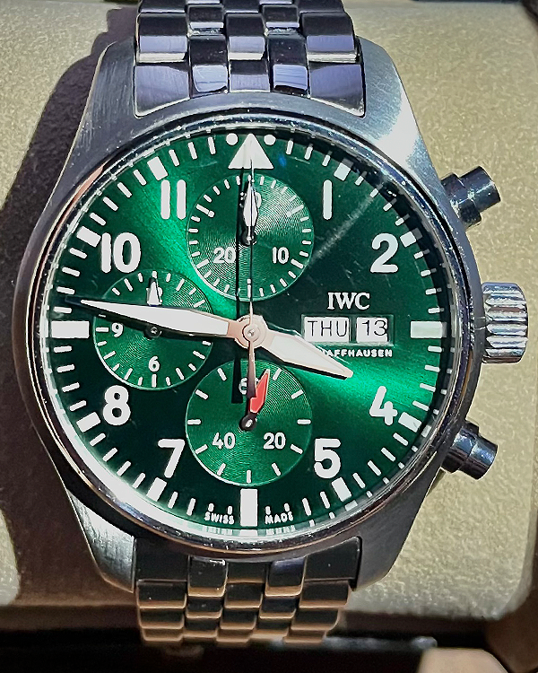 2021 IWC Pilot Chronograph Steel Green Dial (IW388103)