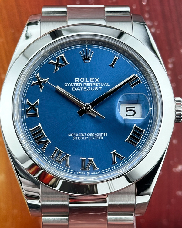 2022 Rolex Datejust 41MM Azzurro Blue Dial Oyster Bracelet (126300)