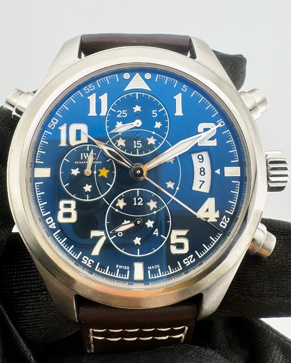 IWC Schaffhausen Pilot Double Chronograph "Le Petit Prince" L.E. 44MM Blue Dial Leather Strap (IW371807)