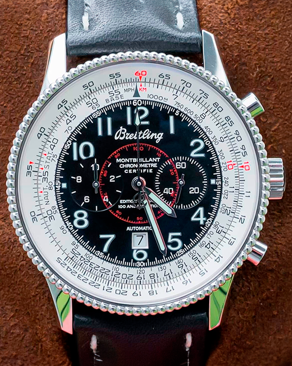 Breitling Montbrillant 1903 42MM Black Dial Leather Strap (A35330)