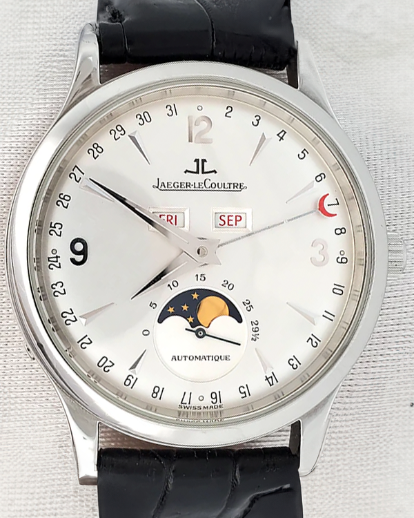 2004 Jaeger-LeCoultre Master Control Calendar Moon 37MM Silver Dial Leather Strap (140.8.98.S)