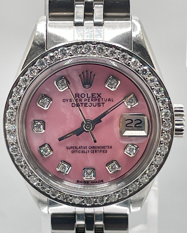 1979 (5.7 Mill. Serial) Rolex Lady-Datejust 26MM Aftermarket Pink Mother Of Pearl Dial Jubilee Bracelet (6916)