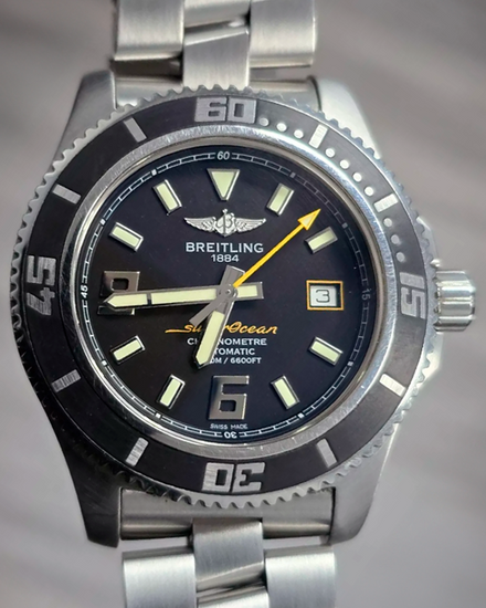 2012 Breitling Superocean 44MM Black Dial Steel Bracelet (A17391)