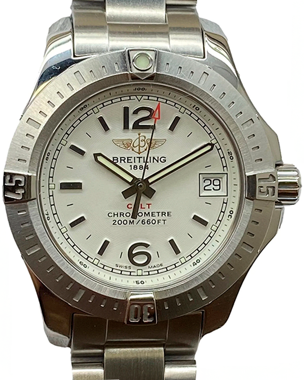 2015 Breitling Colt 33MM Quartz White Dial Steel Bracelet (A7738811.G793.175A)