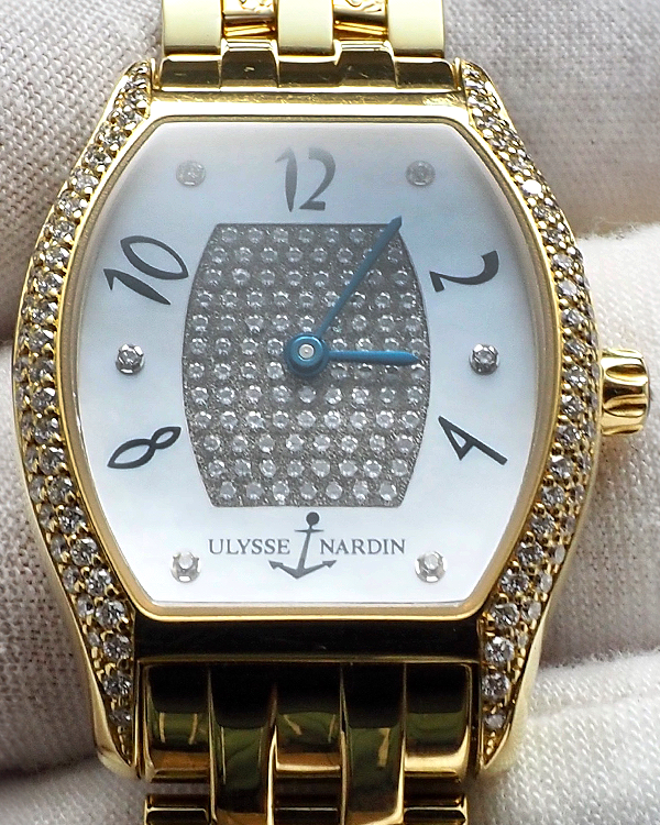 Ulysse Nardin Michelangelo Ladies Watch 25x28MM Mother of Pearl Dial Yellow Gold Bracelet (101-42)