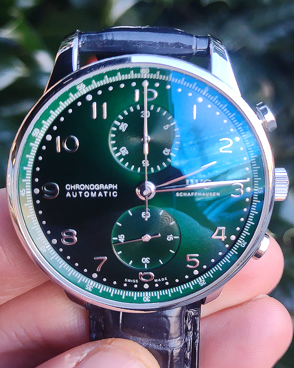 2021 IWC Schaffhausen Portugieser Chronograph 41MM Green Dial Leather Strap (IW371615)