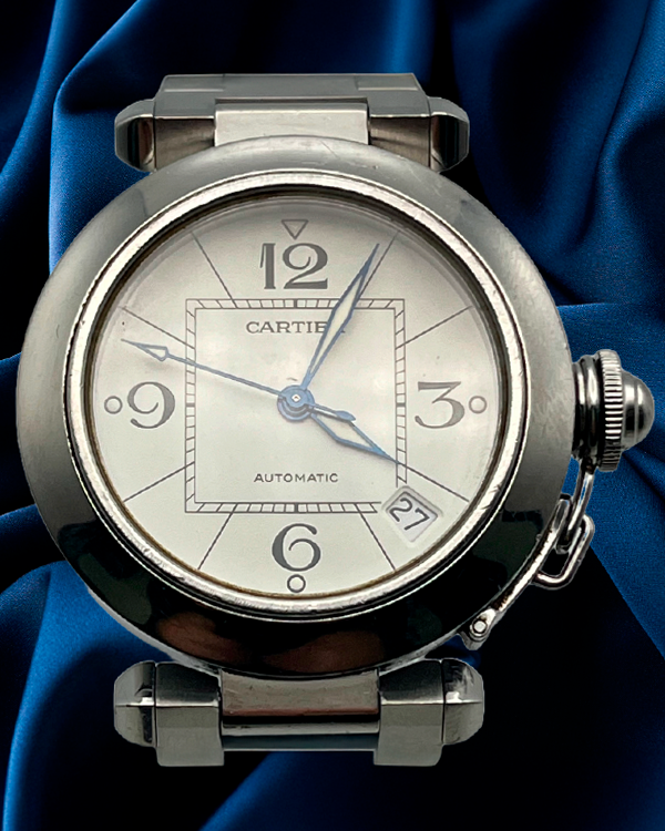 Cartier Pasha De Cartier 35MM White Dial Steel Bracelet (W31074M7)