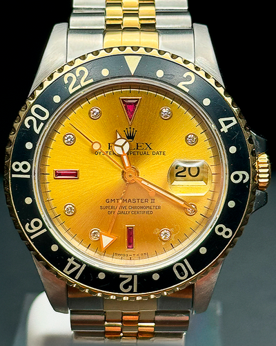 1991 (X Serial) Rolex GMT-Master II 40MM "Serti" Champagne Dial Two-Tone Jubilee Bracelet (16713)