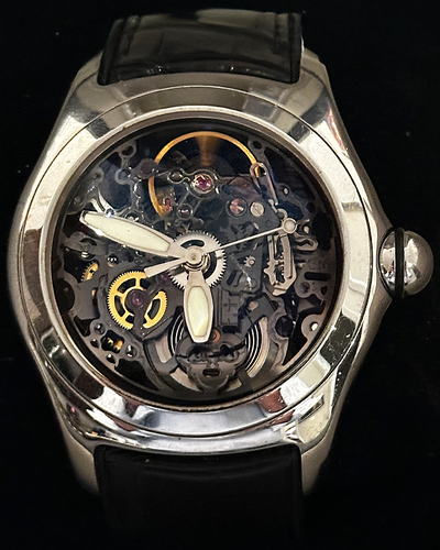 Corum Bubble 45MM Skeleton Dial Leather Strap (02120.552001)